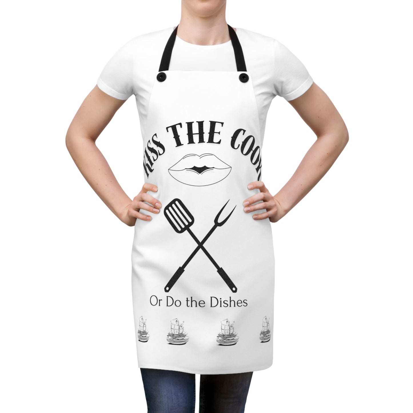 Kiss the Cook Apron - Fun Cooking Gift, Kitchen Accessory, Chef Wear, BBQ Apron, Hostess Gift for Holidays