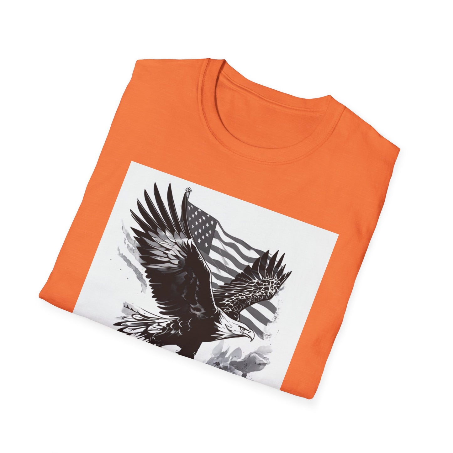 Patriotic Eagle Unisex Softstyle T-Shirt, American Eagle Tee, Fourth of July Shirt, Nature Lover Gift, Casual Vintage Style