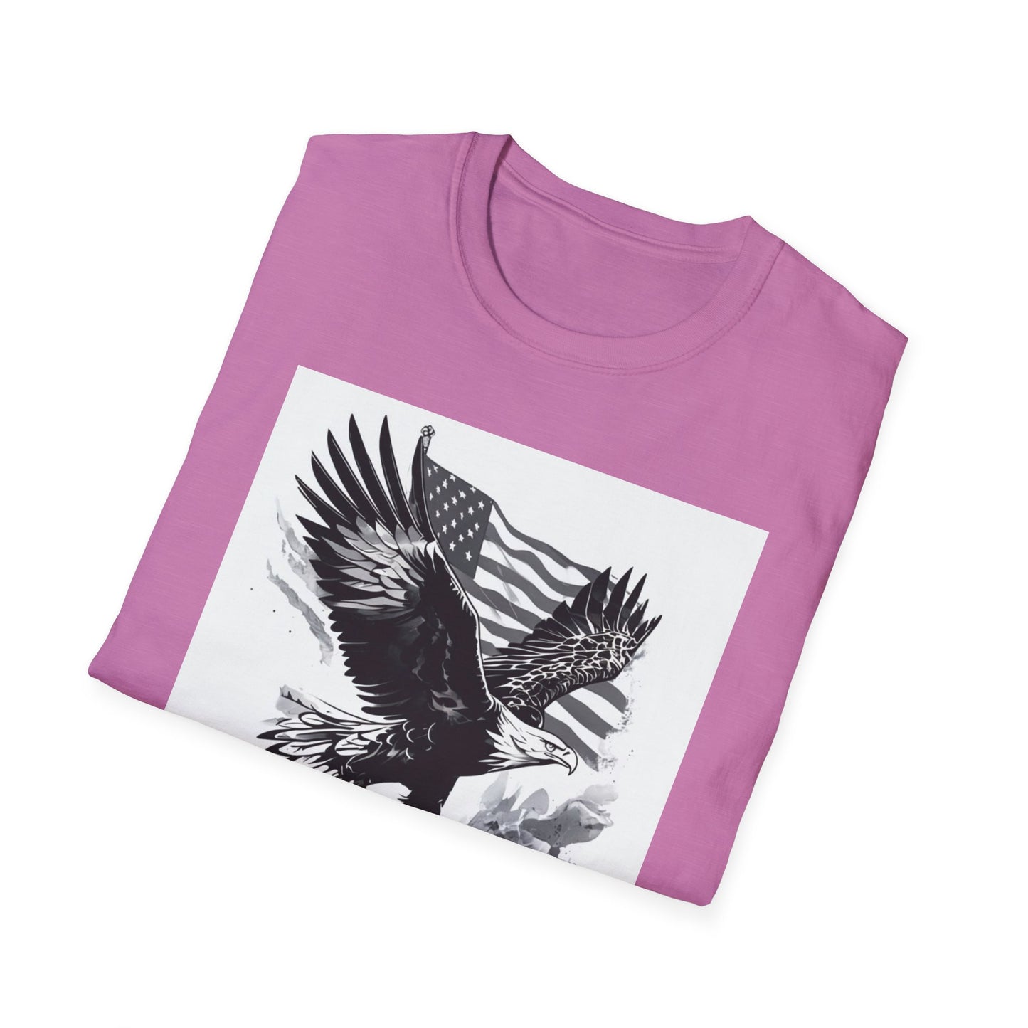 Patriotic Eagle Unisex Softstyle T-Shirt, American Eagle Tee, Fourth of July Shirt, Nature Lover Gift, Casual Vintage Style