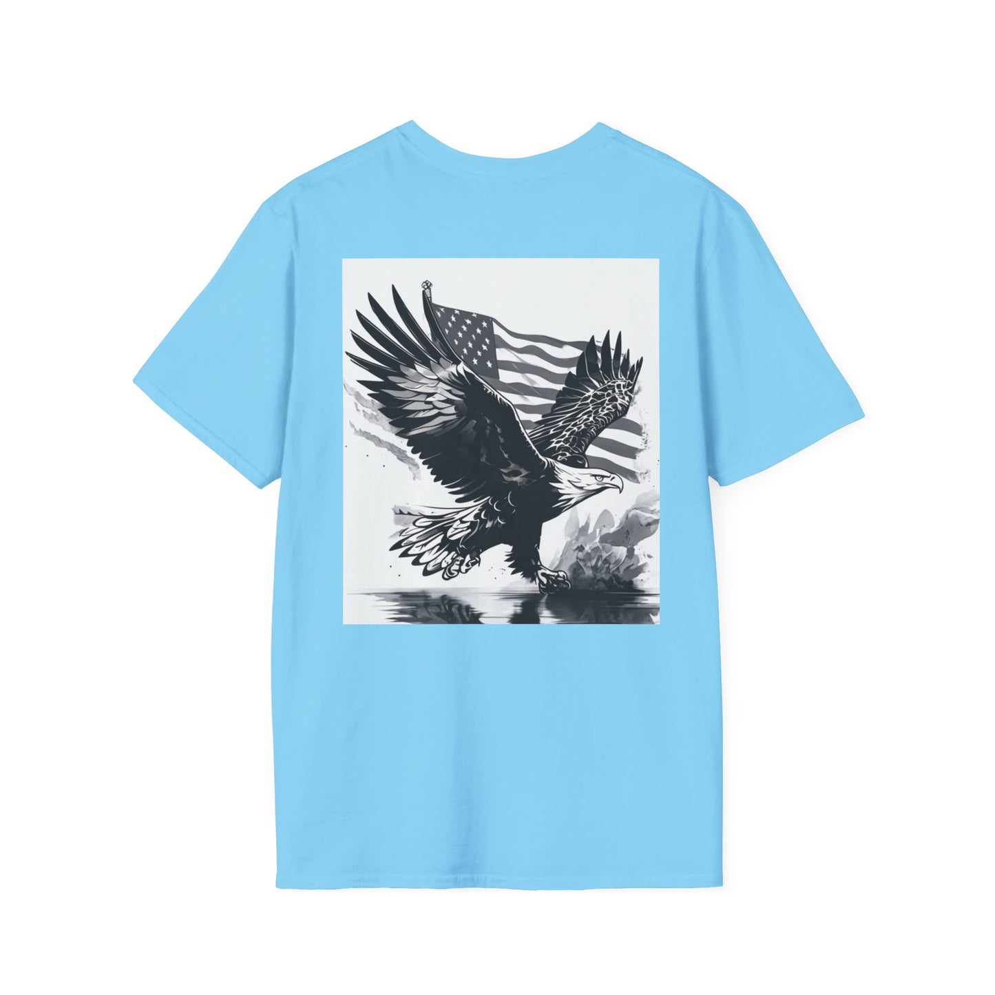 Patriotic Eagle Unisex Softstyle T-Shirt, American Eagle Tee, Fourth of July Shirt, Nature Lover Gift, Casual Vintage Style
