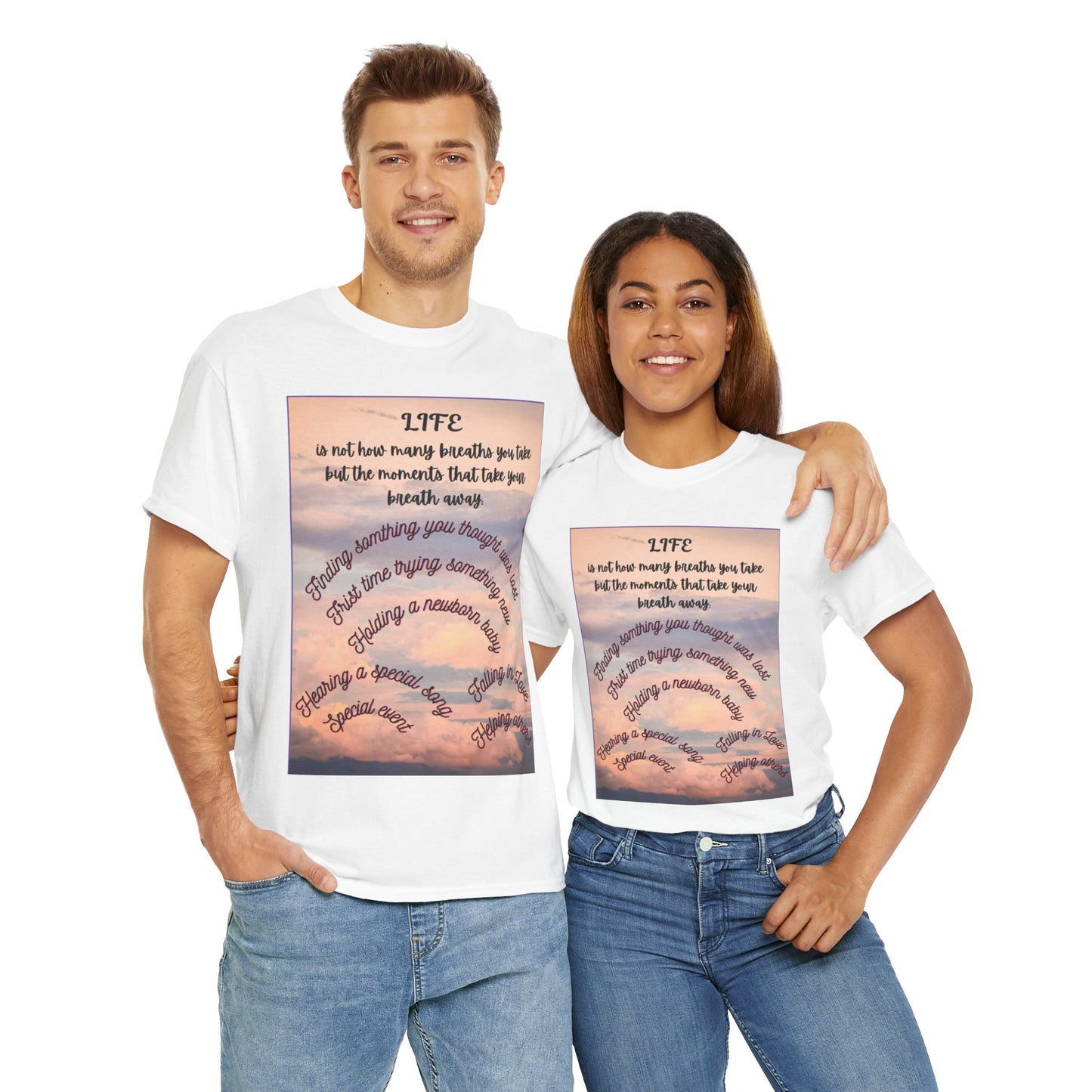 Inspirational Life Quote Unisex Heavy Cotton Tee (Life is not how many breaths you take, but the moments that take your breath away)
