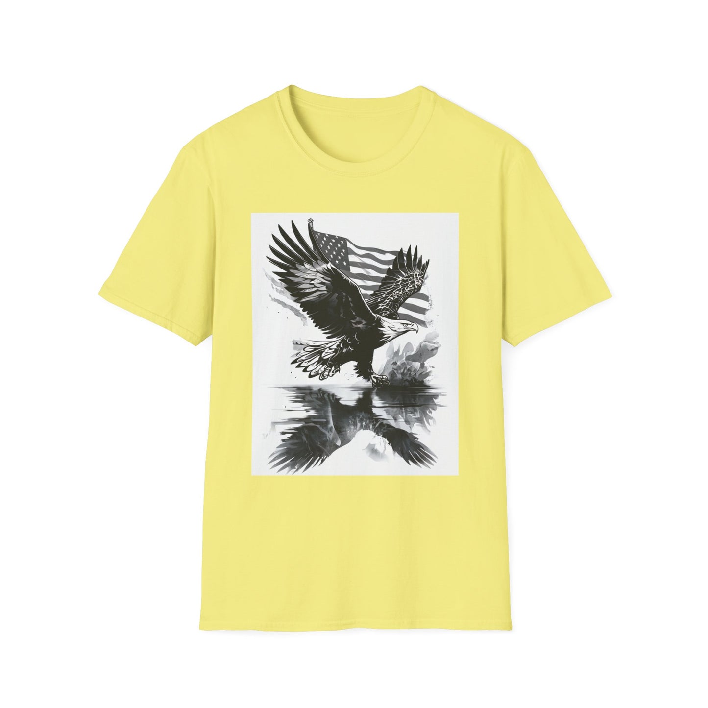Patriotic Eagle Unisex Softstyle T-Shirt, American Eagle Tee, Fourth of July Shirt, Nature Lover Gift, Casual Vintage Style