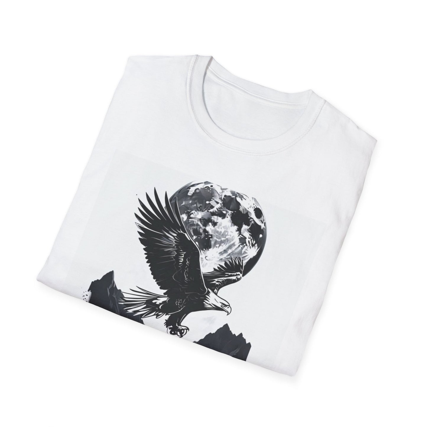 Moonlit Eagle Unisex Softstyle T-Shirt | Bohemian Graphic Tee for Nature Lovers | Perfect for Casual Wear, Outdoor Adventures, Gift Ideas