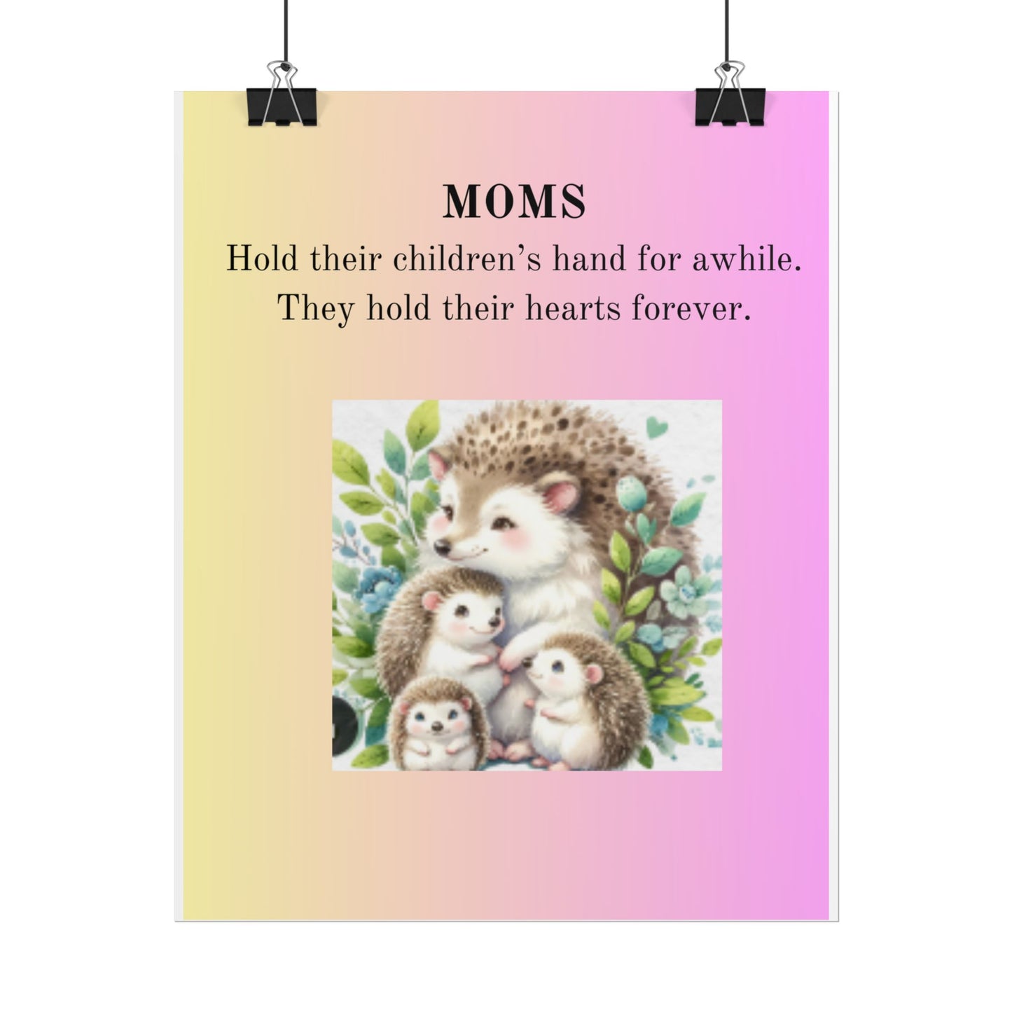 Heartwarming Mom Rolled Poster - Colorful Hedgehog Design