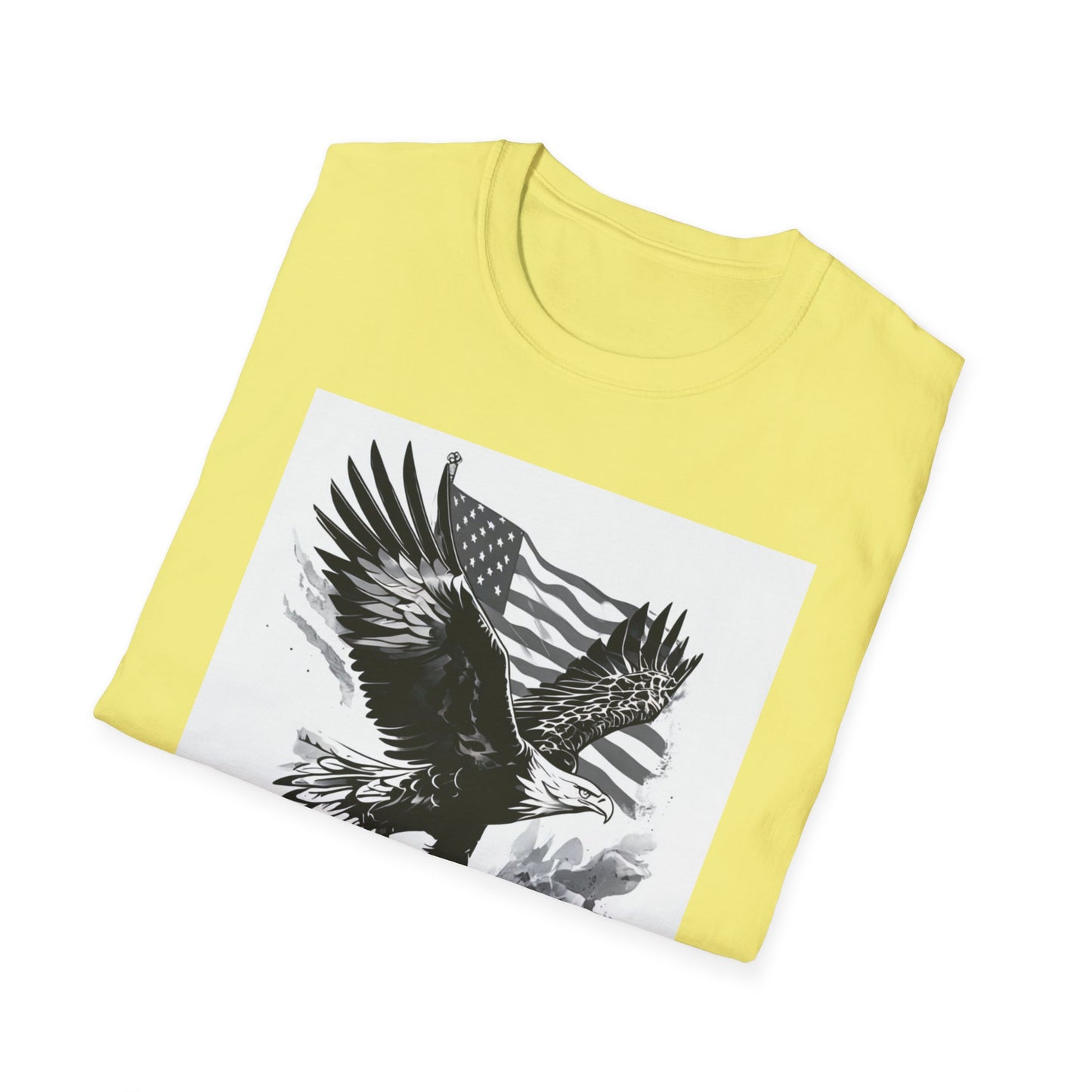 Patriotic Eagle Unisex Softstyle T-Shirt, American Eagle Tee, Fourth of July Shirt, Nature Lover Gift, Casual Vintage Style