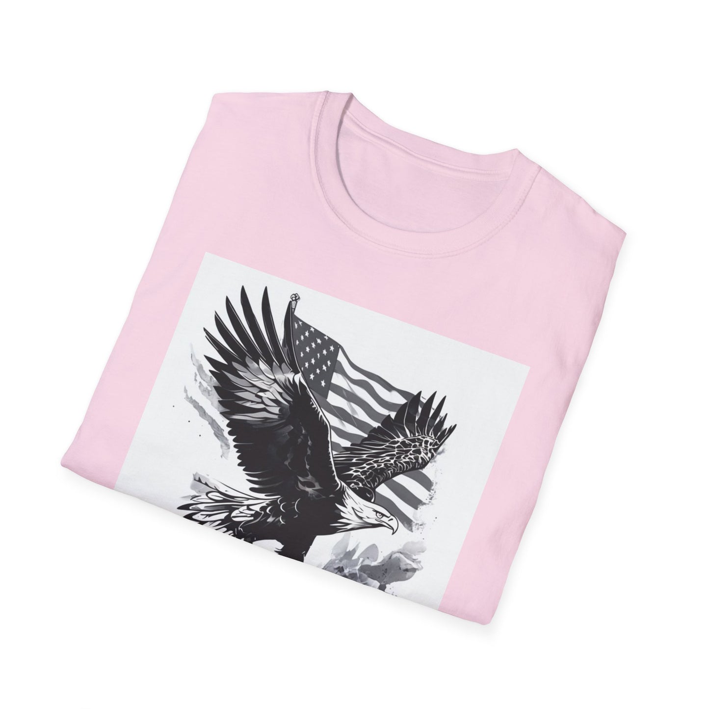 Patriotic Eagle Unisex Softstyle T-Shirt, American Eagle Tee, Fourth of July Shirt, Nature Lover Gift, Casual Vintage Style