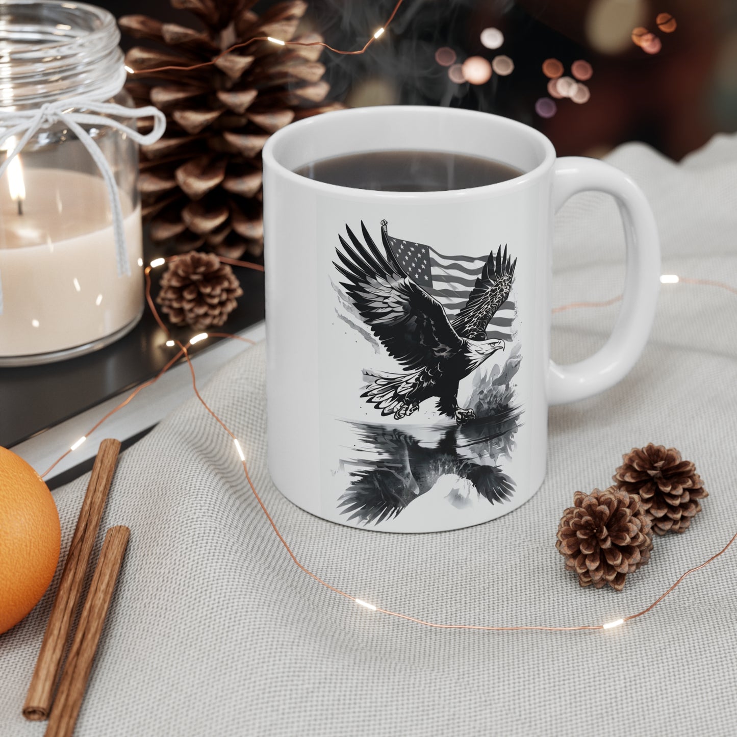 Patriotic Eagle Mug - Bold American Eagle Design, Perfect for Coffee Lovers, Gifts for Veterans, Fourth of July Decor, Freedom