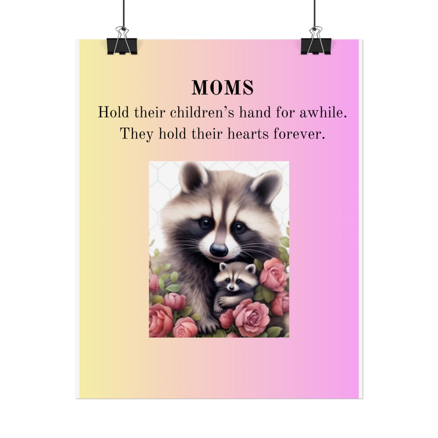 Heartfelt Mom's Rolled Poster - Adorable Raccoon Design