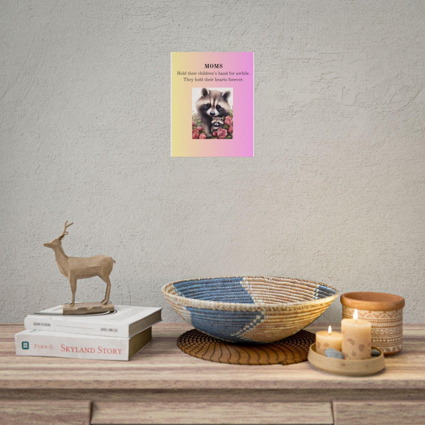Heartfelt Mom's Rolled Poster - Adorable Raccoon Design