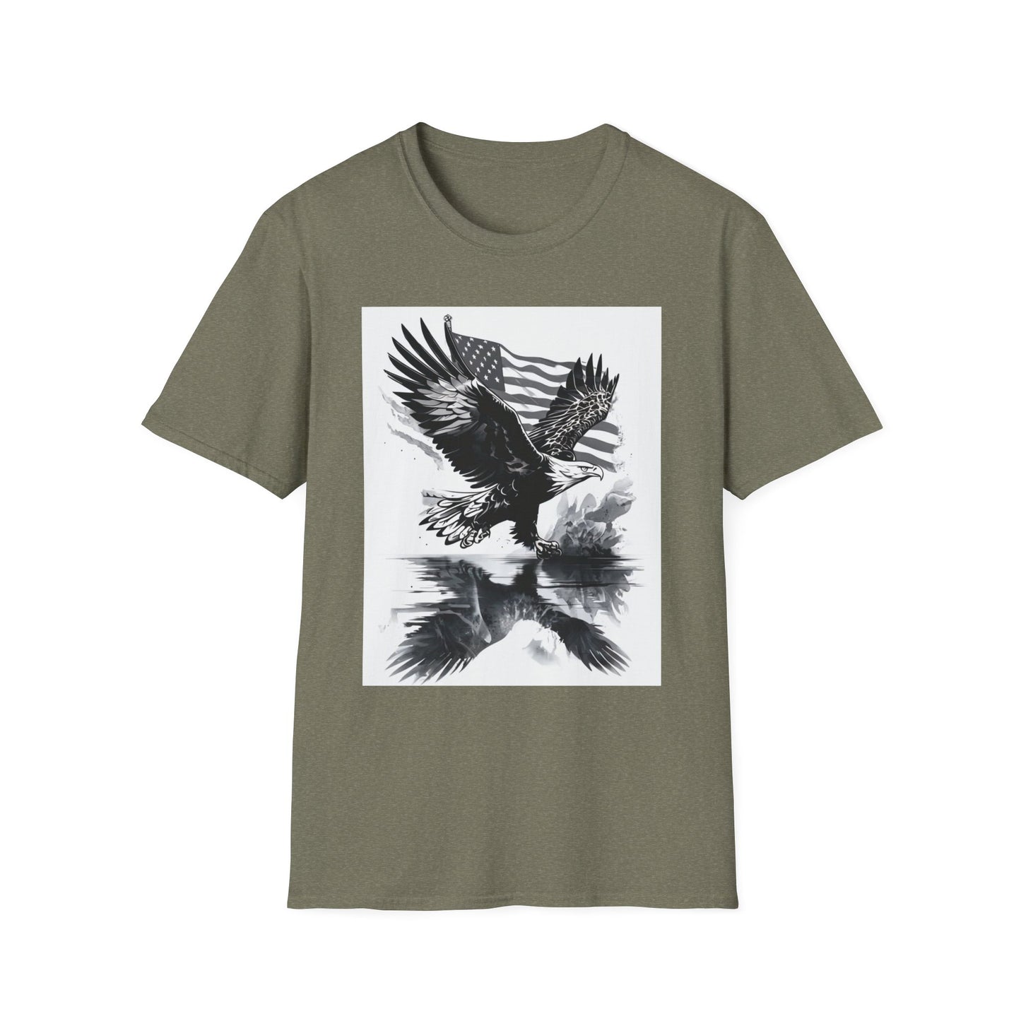 Patriotic Eagle Unisex Softstyle T-Shirt, American Eagle Tee, Fourth of July Shirt, Nature Lover Gift, Casual Vintage Style