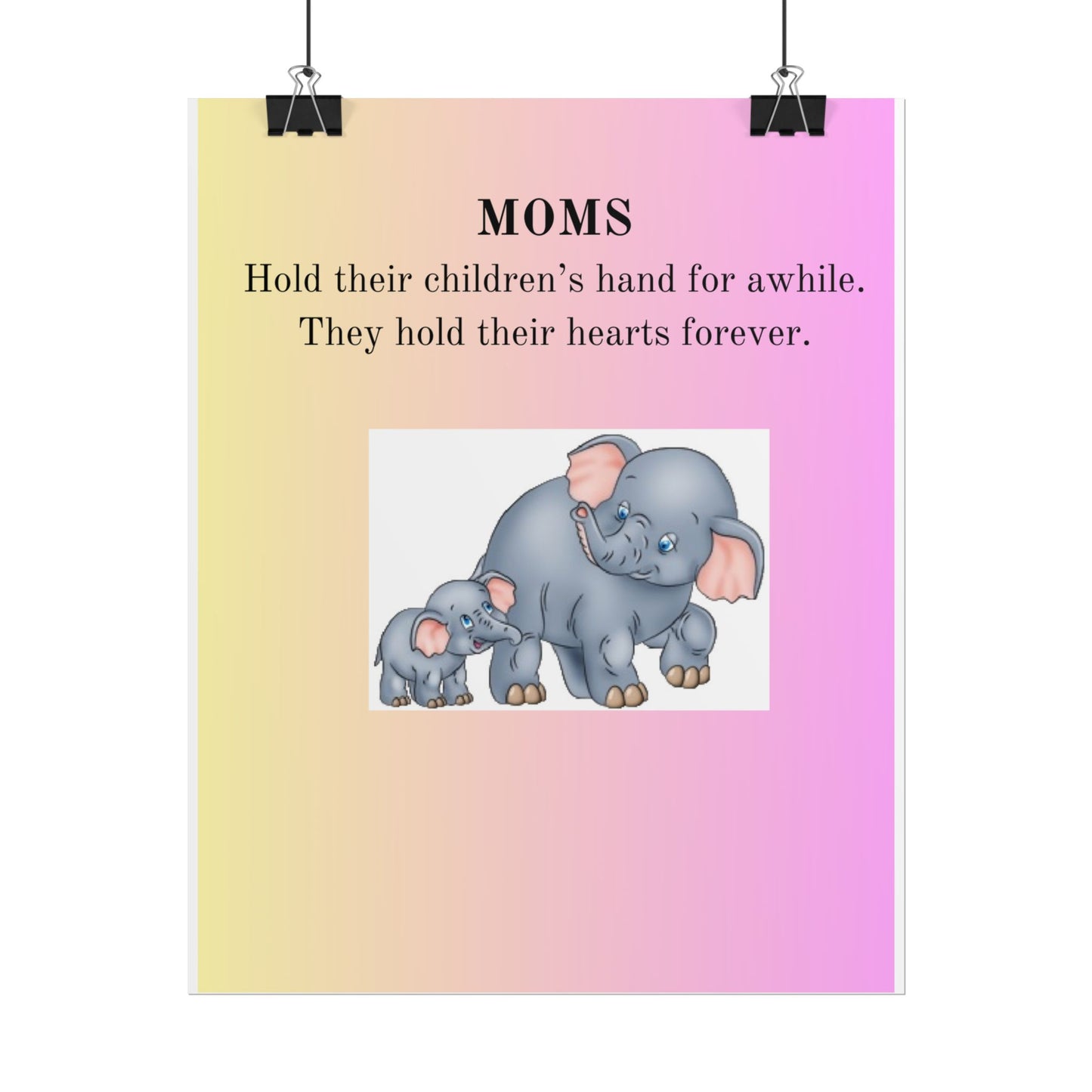 Heartfelt Elephant Mom Poster - Beautiful Keepsake for Mother's Day