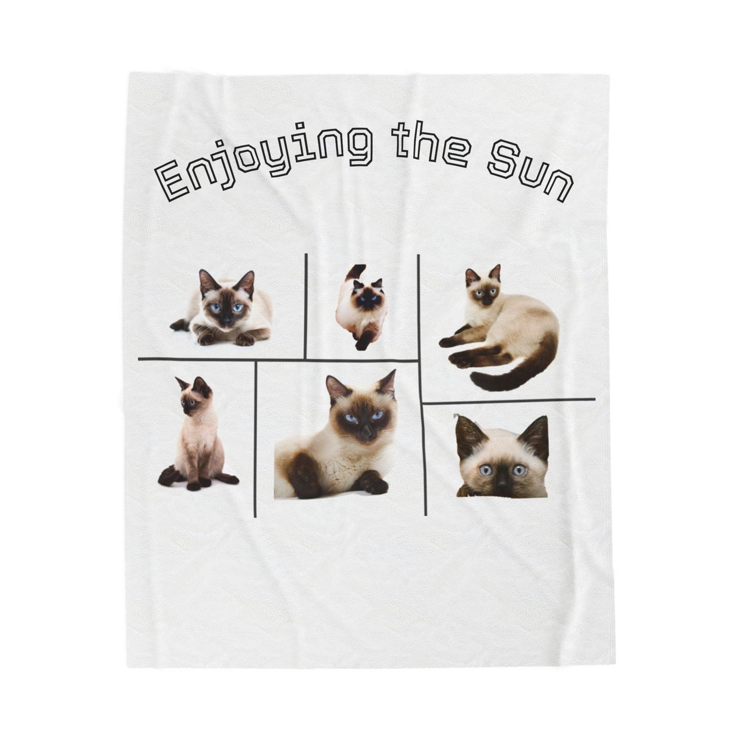 Velveteen Plush Blanket with images of Siamese cats