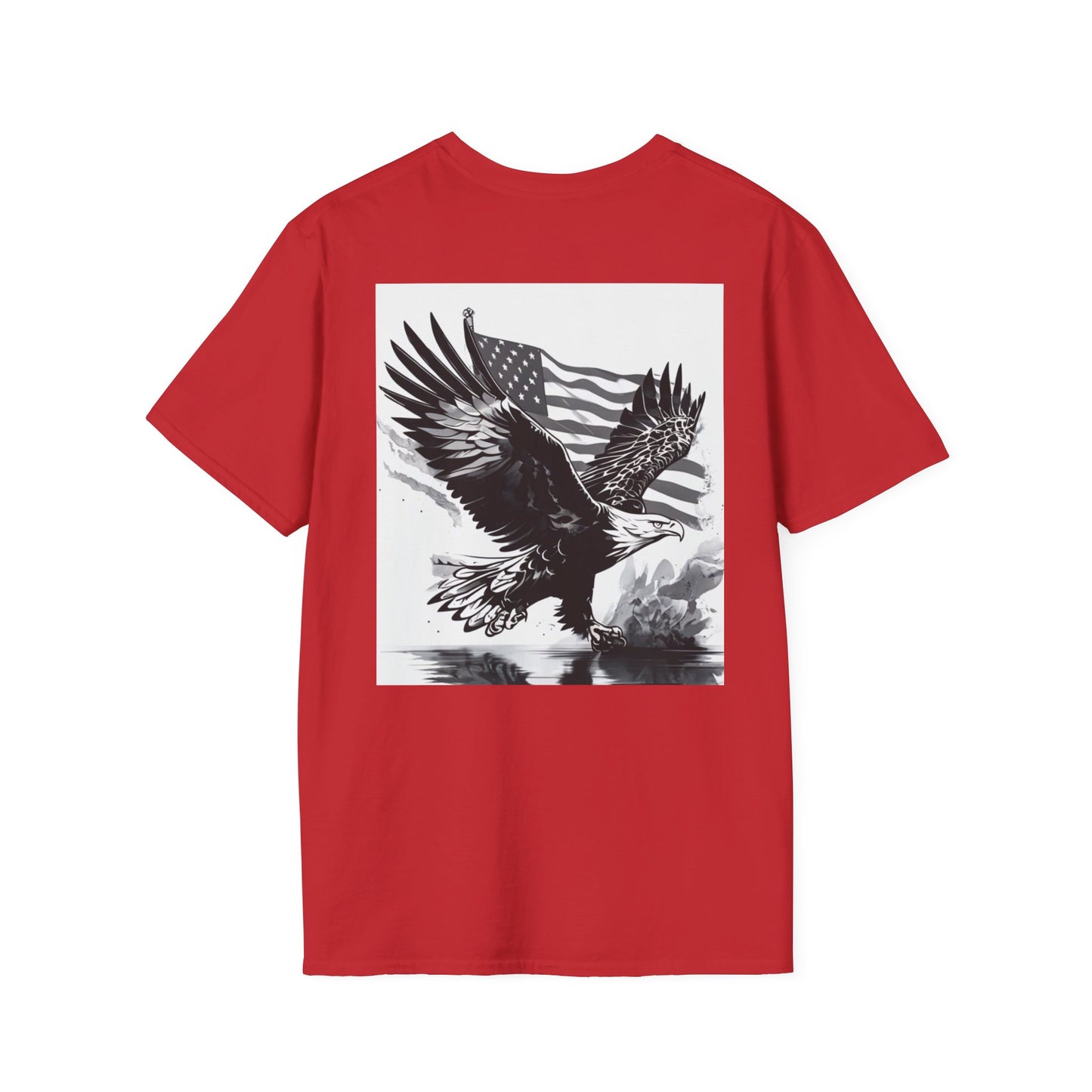 Patriotic Eagle Unisex Softstyle T-Shirt, American Eagle Tee, Fourth of July Shirt, Nature Lover Gift, Casual Vintage Style