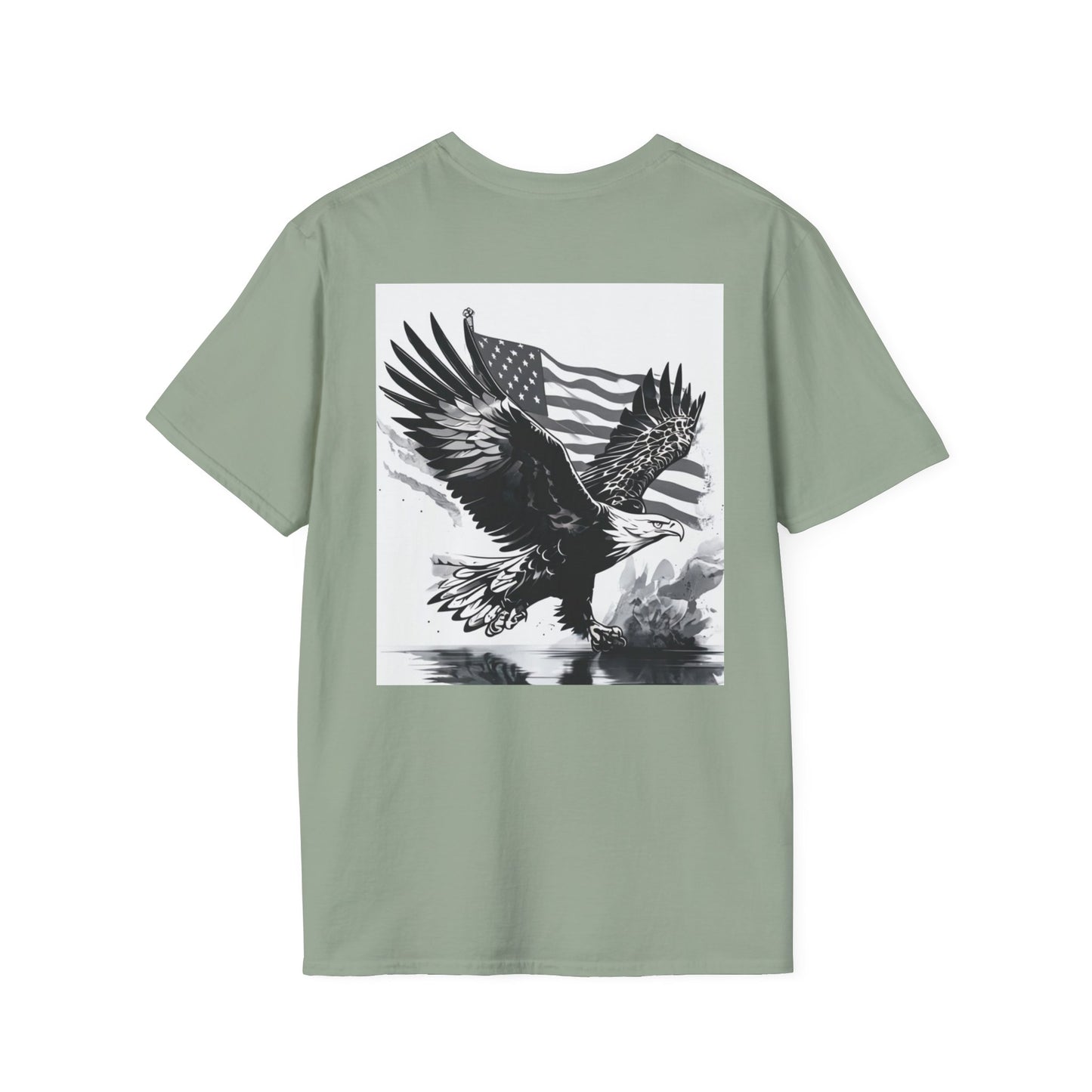 Patriotic Eagle Unisex Softstyle T-Shirt, American Eagle Tee, Fourth of July Shirt, Nature Lover Gift, Casual Vintage Style