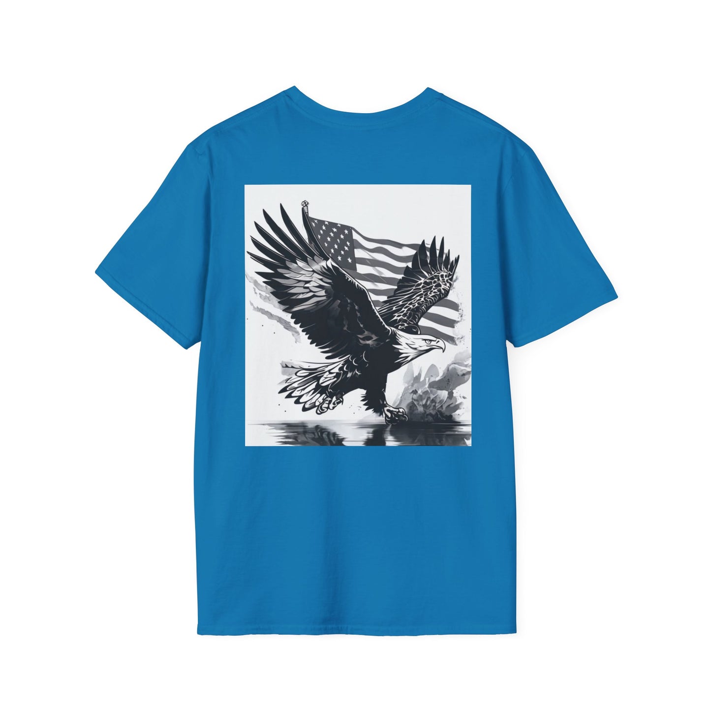 Patriotic Eagle Unisex Softstyle T-Shirt, American Eagle Tee, Fourth of July Shirt, Nature Lover Gift, Casual Vintage Style