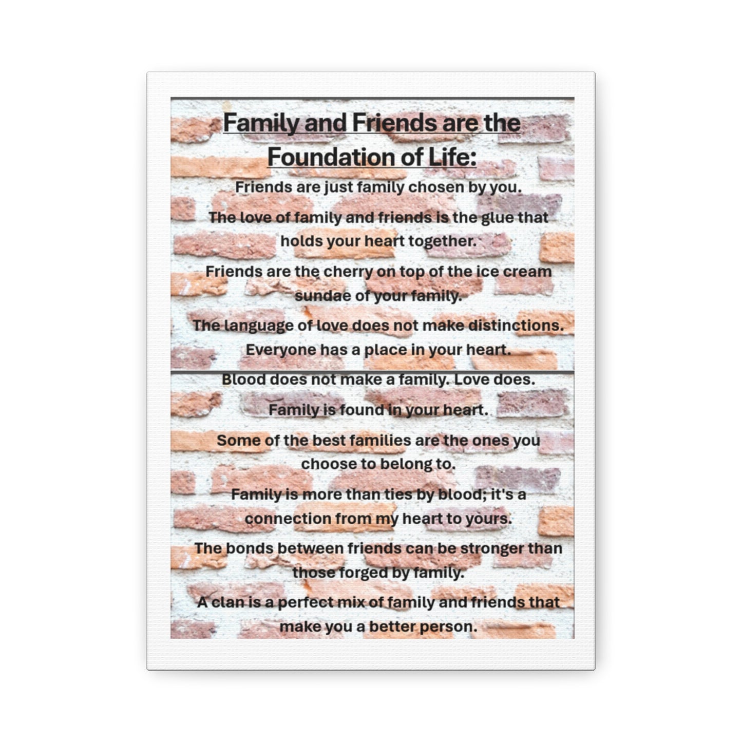 Inspirational Canvas Wall Art, Family and Friends Quote, Home Decor, Meaningful
