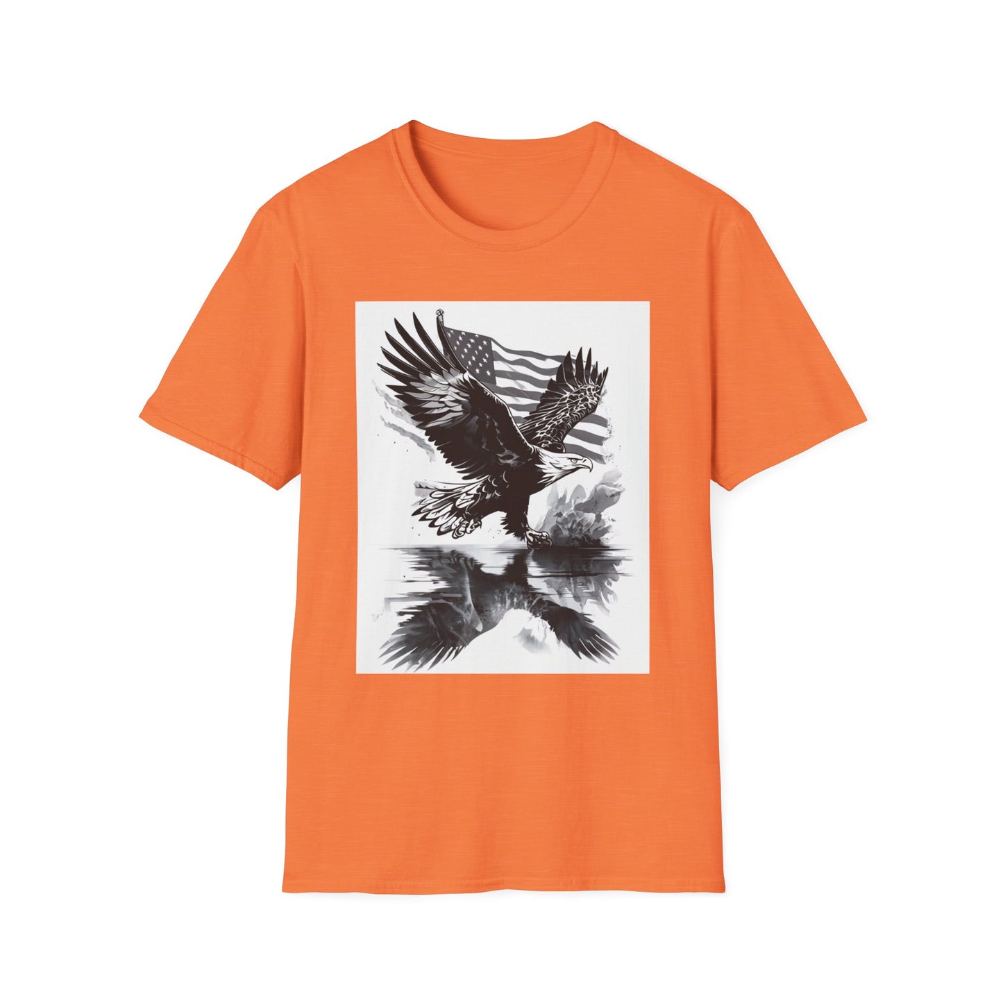 Patriotic Eagle Unisex Softstyle T-Shirt, American Eagle Tee, Fourth of July Shirt, Nature Lover Gift, Casual Vintage Style