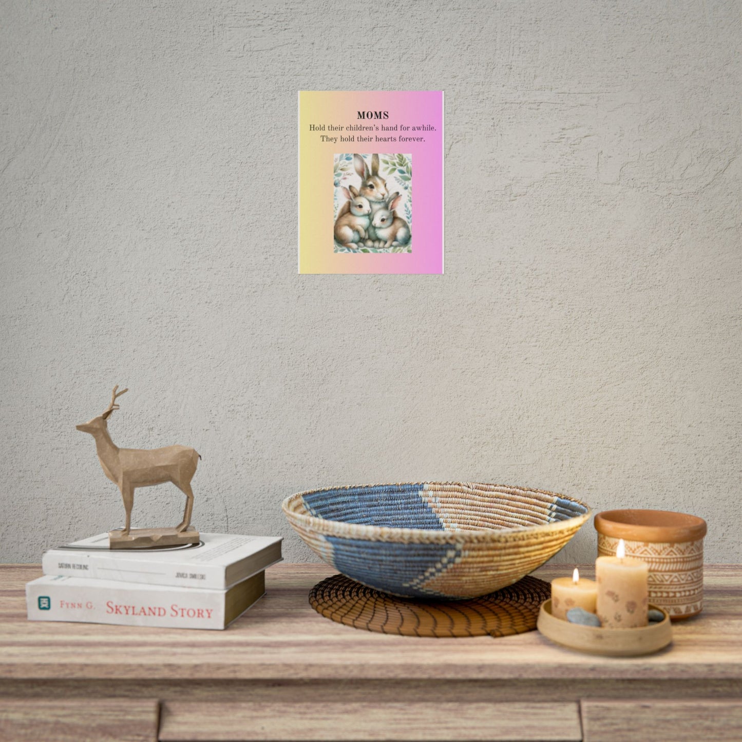 Heartfelt Mom Rolled Poster - Cute Bunny Design with Inspirational Quote