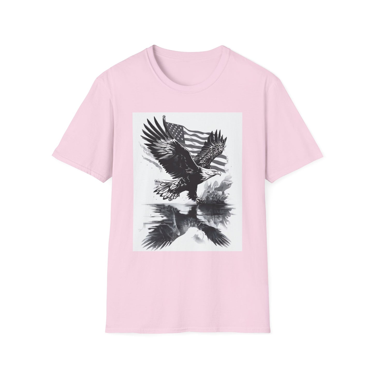 Patriotic Eagle Unisex Softstyle T-Shirt, American Eagle Tee, Fourth of July Shirt, Nature Lover Gift, Casual Vintage Style