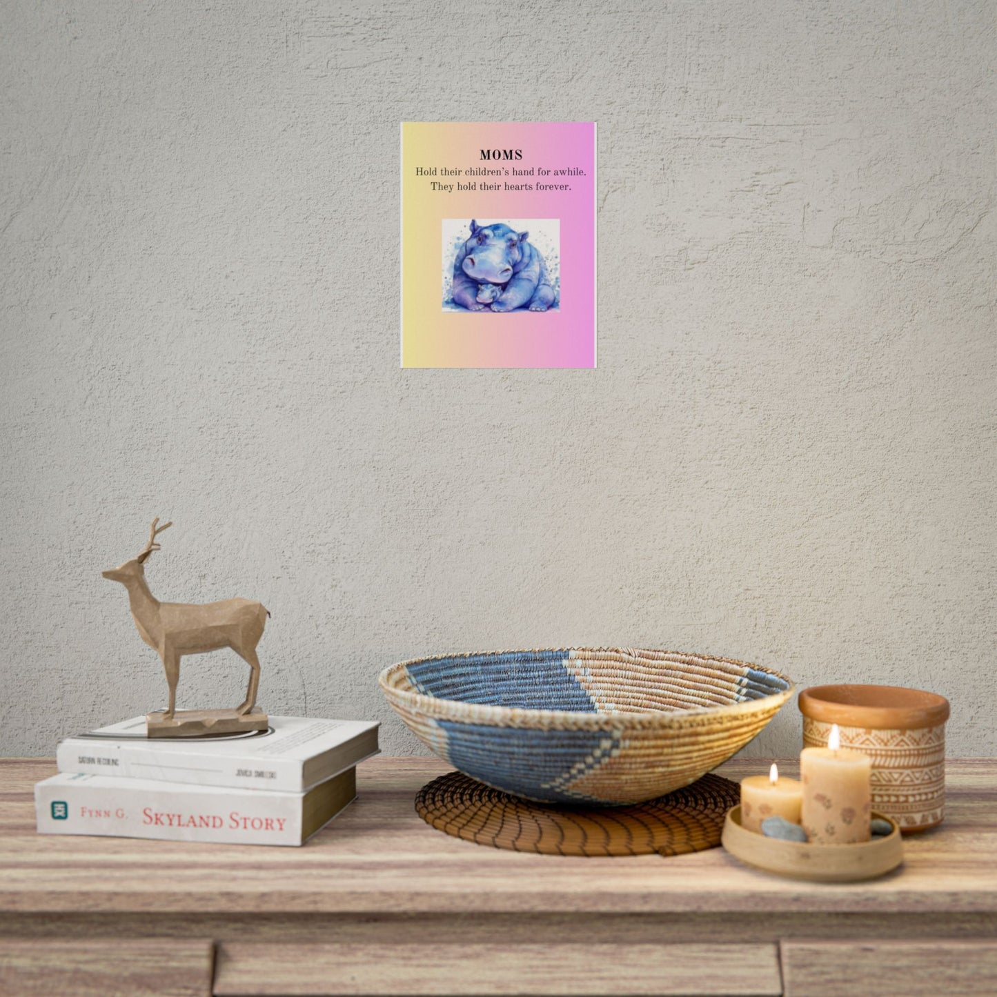 Inspirational Mom Rolled Poster - Heartwarming Hippo Design
