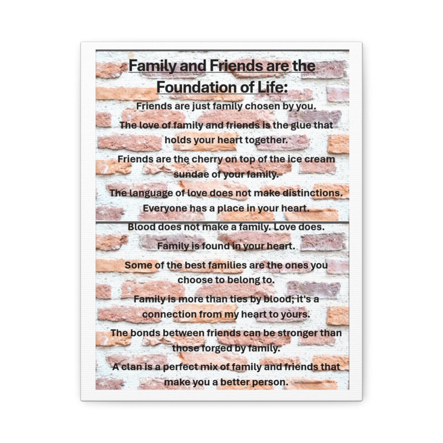 Inspirational Canvas Wall Art, Family and Friends Quote, Home Decor, Meaningful