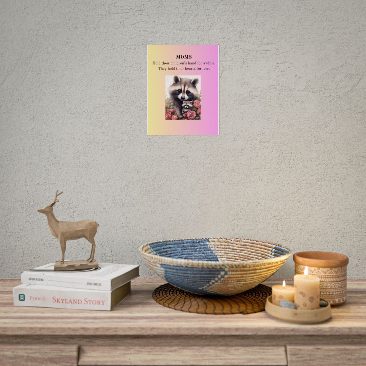 Heartfelt Mom's Rolled Poster - Adorable Raccoon Design