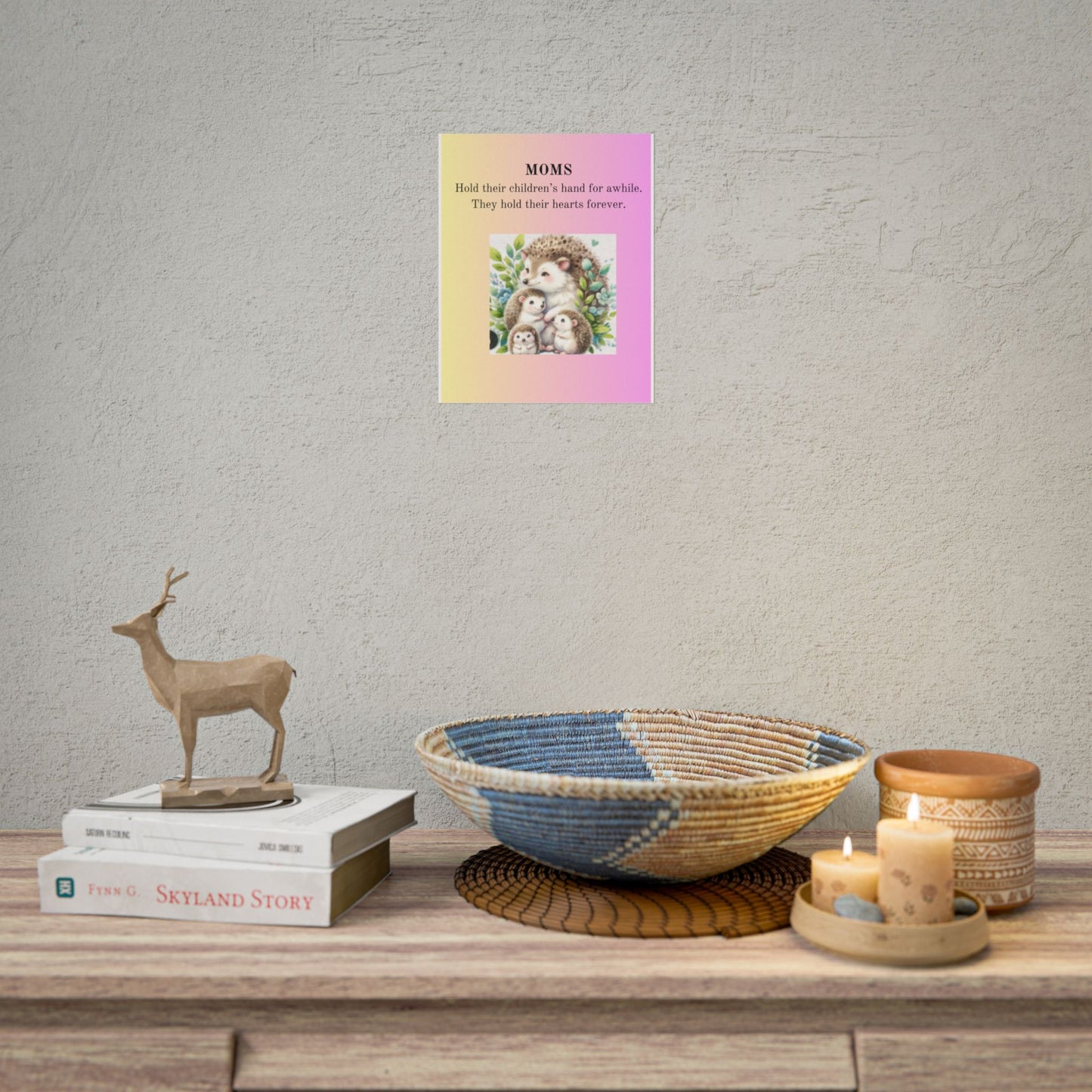 Heartwarming Mom Rolled Poster - Colorful Hedgehog Design