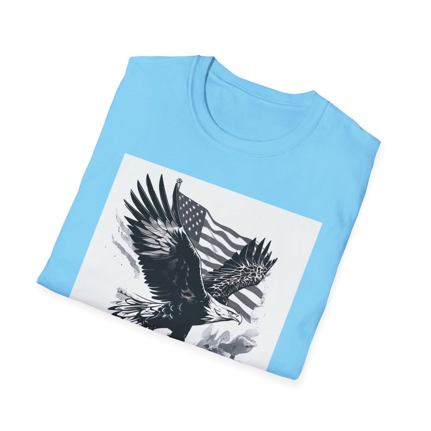 Patriotic Eagle Unisex Softstyle T-Shirt, American Eagle Tee, Fourth of July Shirt, Nature Lover Gift, Casual Vintage Style