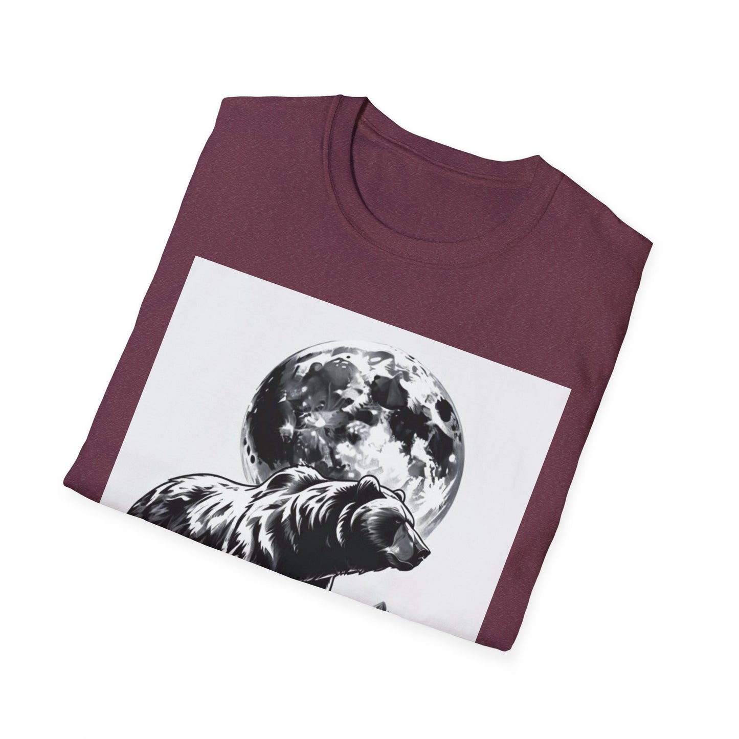 Moonlit Bear Unisex T-Shirt | Nature Lover Gift, Wildlife Tee, Outdoor Adventure Shirt, Graphic Apparel, Eco-Friendly Fashion