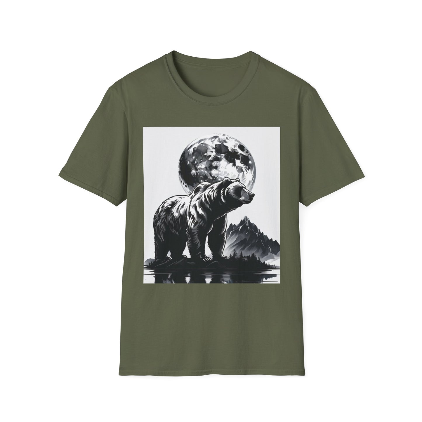 Moonlit Bear Unisex T-Shirt | Nature Lover Gift, Wildlife Tee, Outdoor Adventure Shirt, Graphic Apparel, Eco-Friendly Fashion