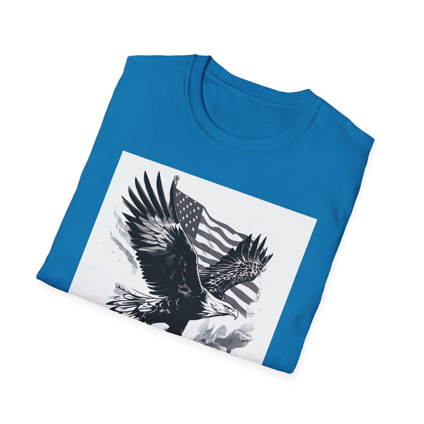 Patriotic Eagle Unisex Softstyle T-Shirt, American Eagle Tee, Fourth of July Shirt, Nature Lover Gift, Casual Vintage Style