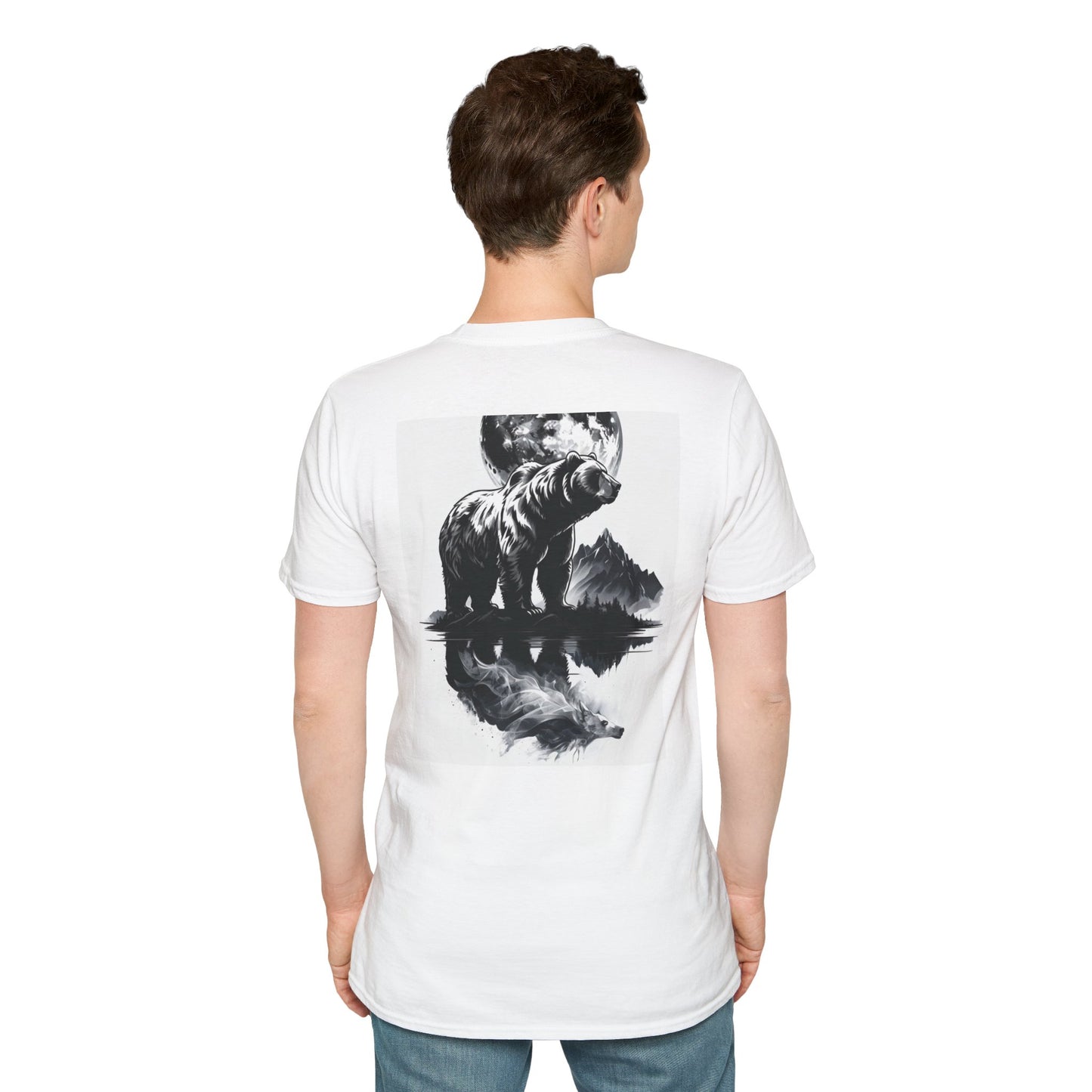 Moonlit Bear Unisex T-Shirt | Nature Lover Gift, Wildlife Tee, Outdoor Adventure Shirt, Graphic Apparel, Eco-Friendly Fashion