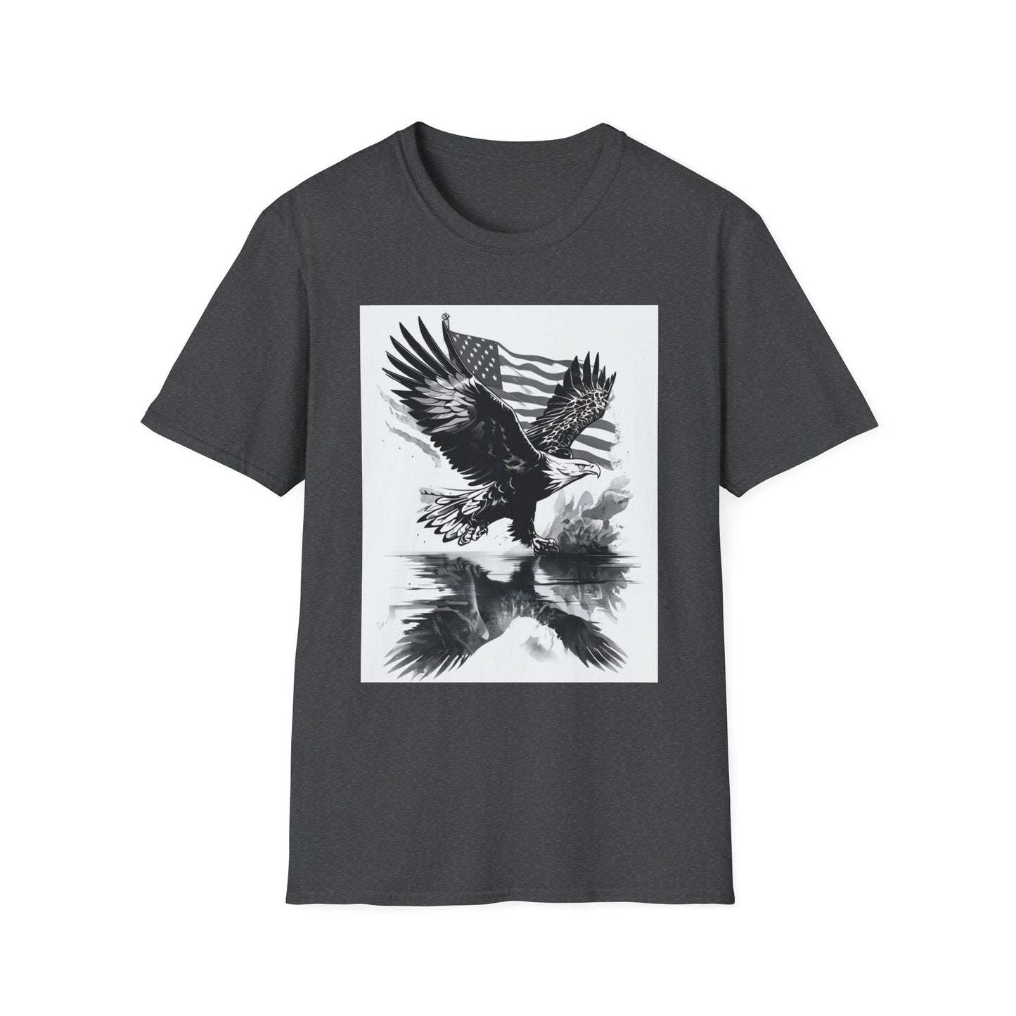 Patriotic Eagle Unisex Softstyle T-Shirt, American Eagle Tee, Fourth of July Shirt, Nature Lover Gift, Casual Vintage Style