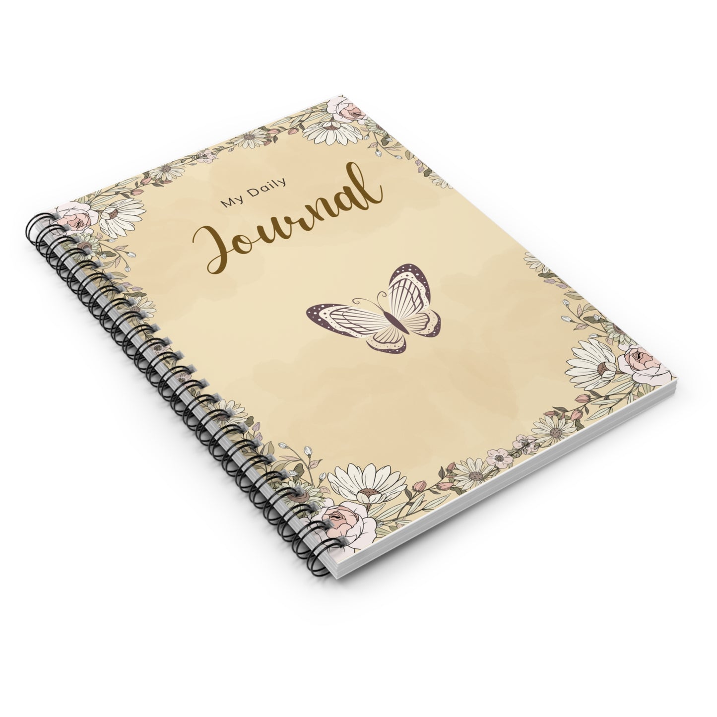 Butterfly Journal - My Daily Journal, Spiral Notebook, Floral Notebook, Gift for