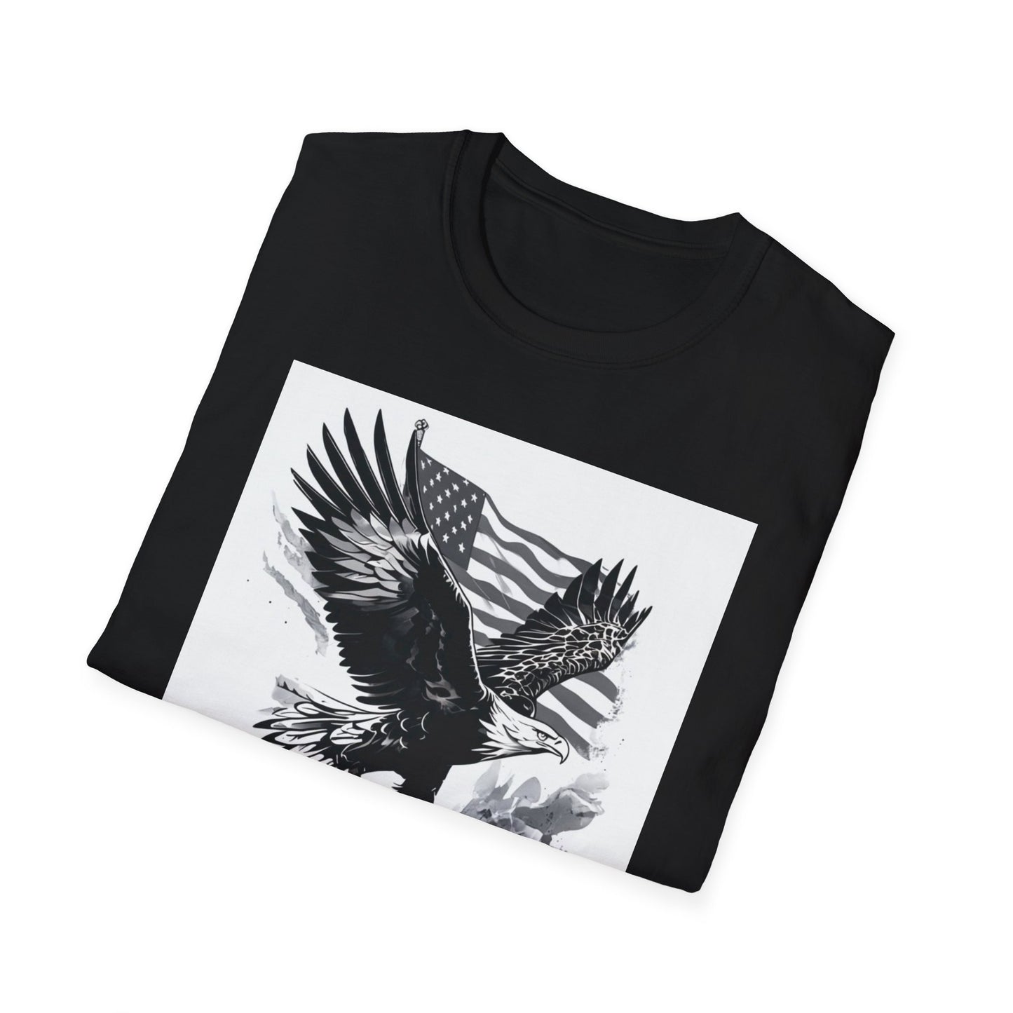 Patriotic Eagle Unisex Softstyle T-Shirt, American Eagle Tee, Fourth of July Shirt, Nature Lover Gift, Casual Vintage Style