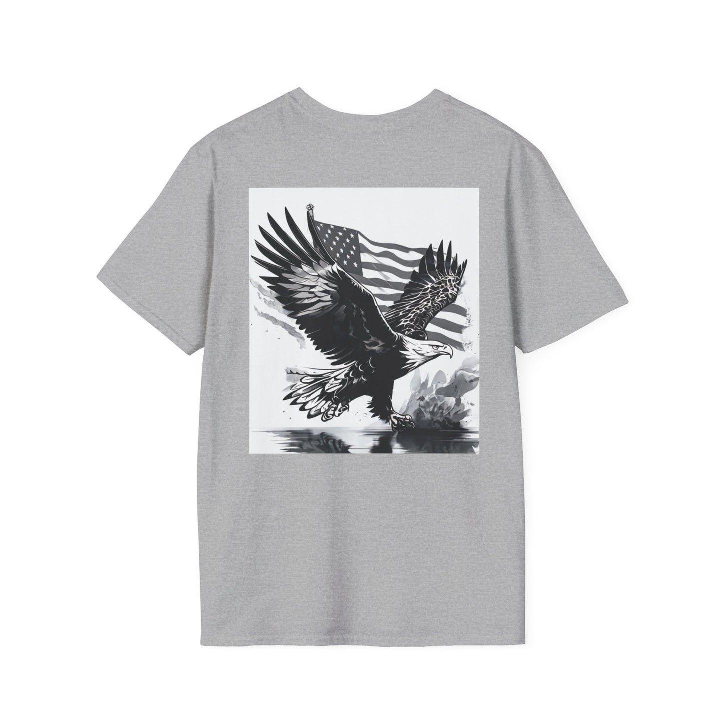 Patriotic Eagle Unisex Softstyle T-Shirt, American Eagle Tee, Fourth of July Shirt, Nature Lover Gift, Casual Vintage Style