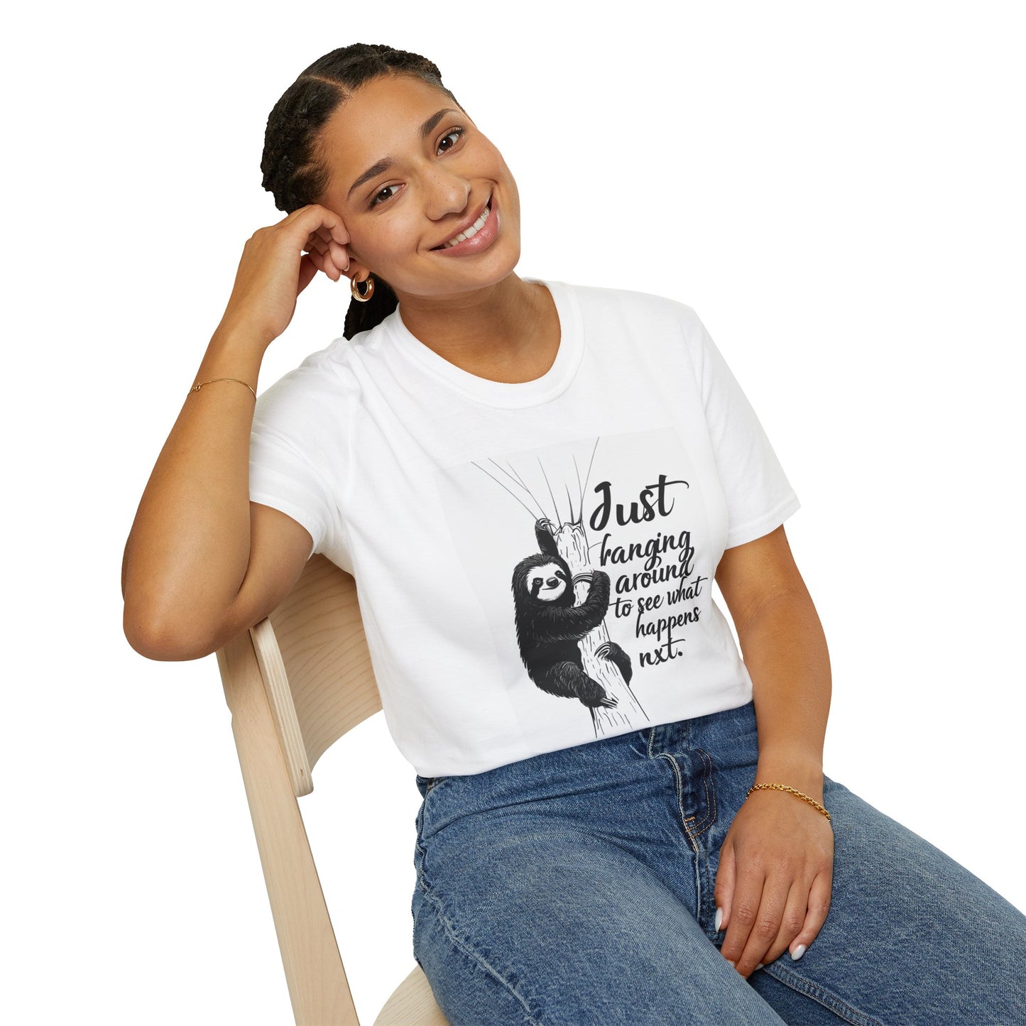 Just Hanging Around Sloth T-Shirt | Fun Unisex Soft style Tee