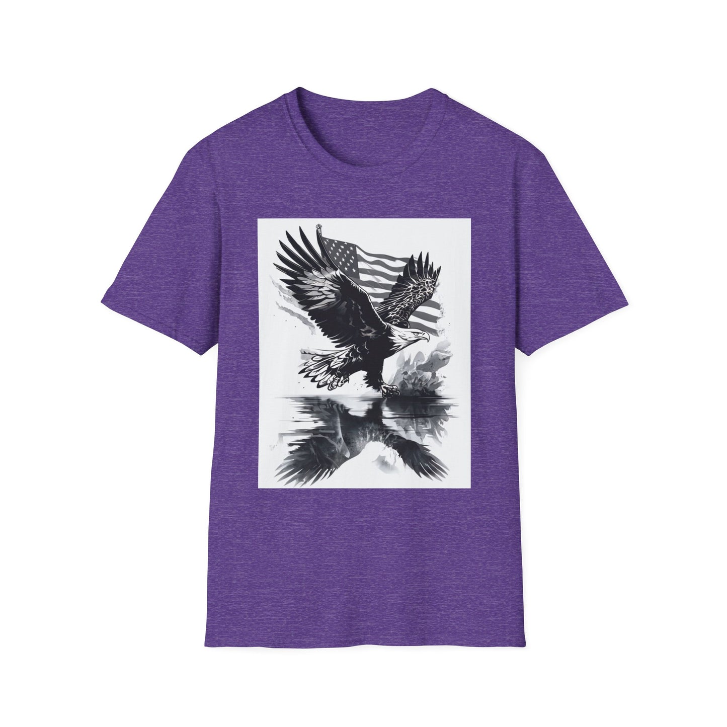 Patriotic Eagle Unisex Softstyle T-Shirt, American Eagle Tee, Fourth of July Shirt, Nature Lover Gift, Casual Vintage Style