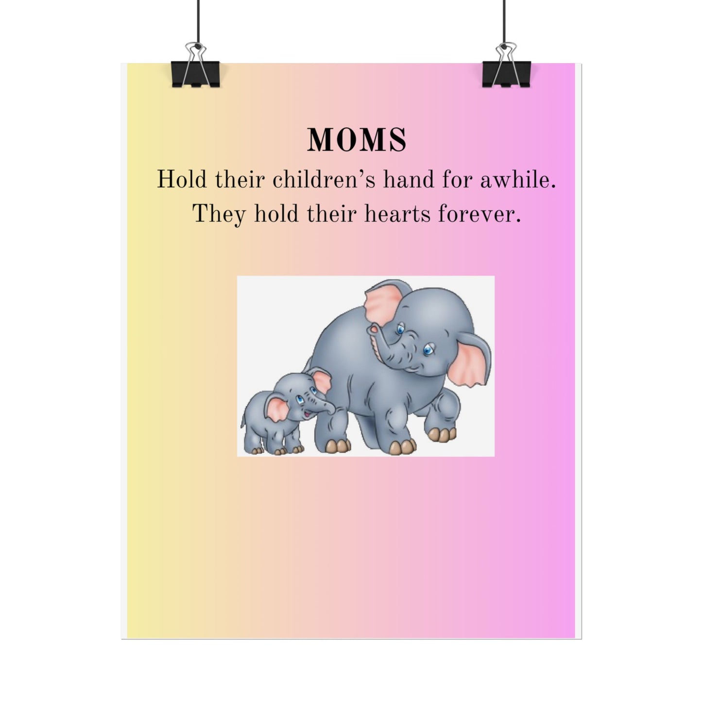 Heartfelt Elephant Mom Poster - Beautiful Keepsake for Mother's Day