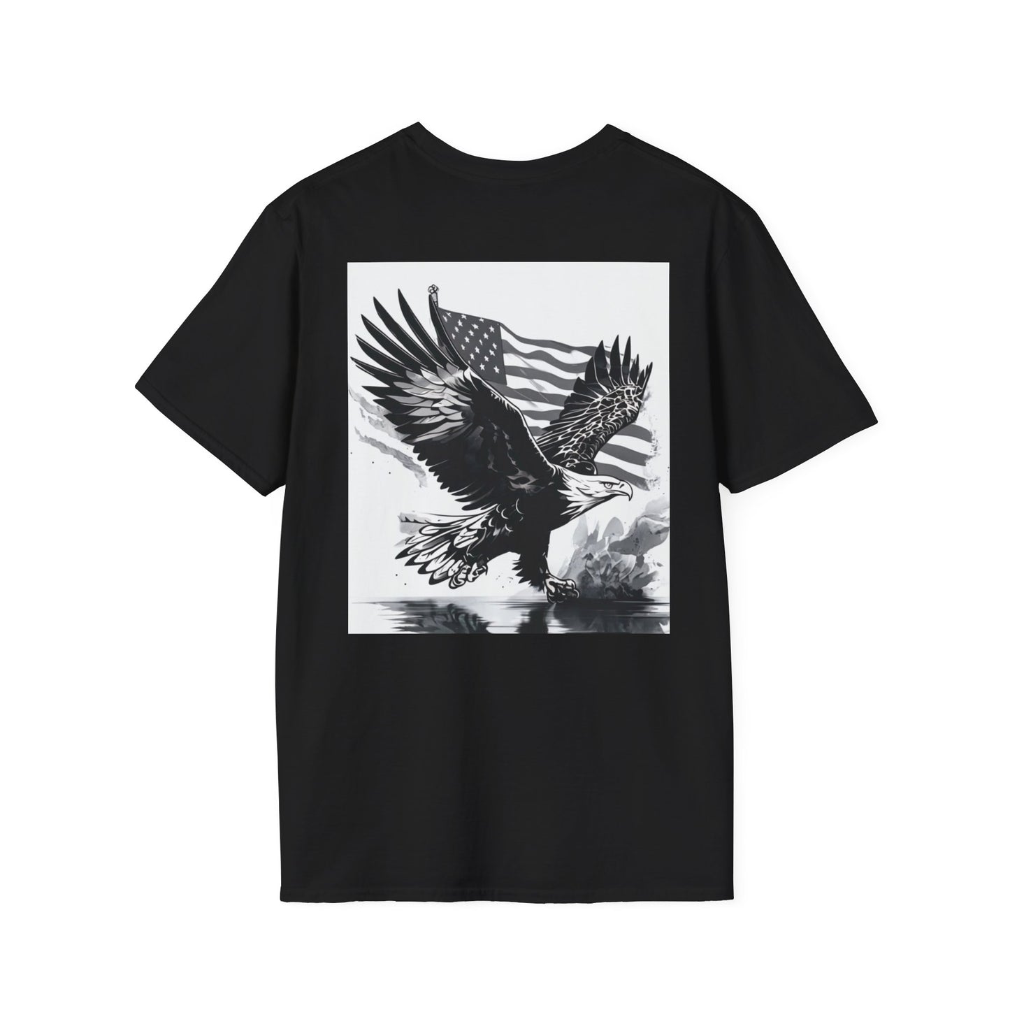 Patriotic Eagle Unisex Softstyle T-Shirt, American Eagle Tee, Fourth of July Shirt, Nature Lover Gift, Casual Vintage Style