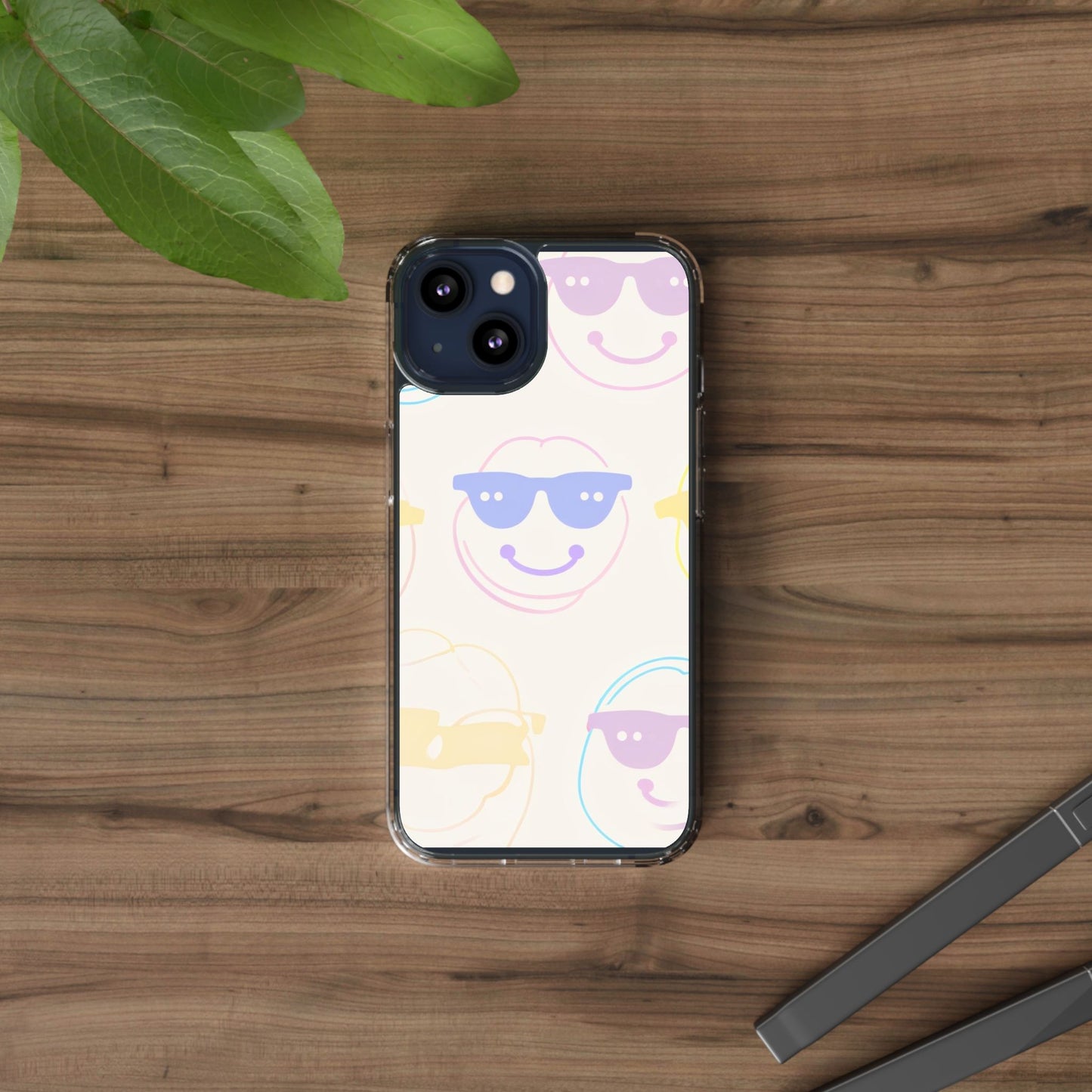 Playful Smile Clear Phone Case, Colorful Protective Cover, Fun Gift for Teens, Summer Vibes Case, Trendy Cell Phone Accessory
