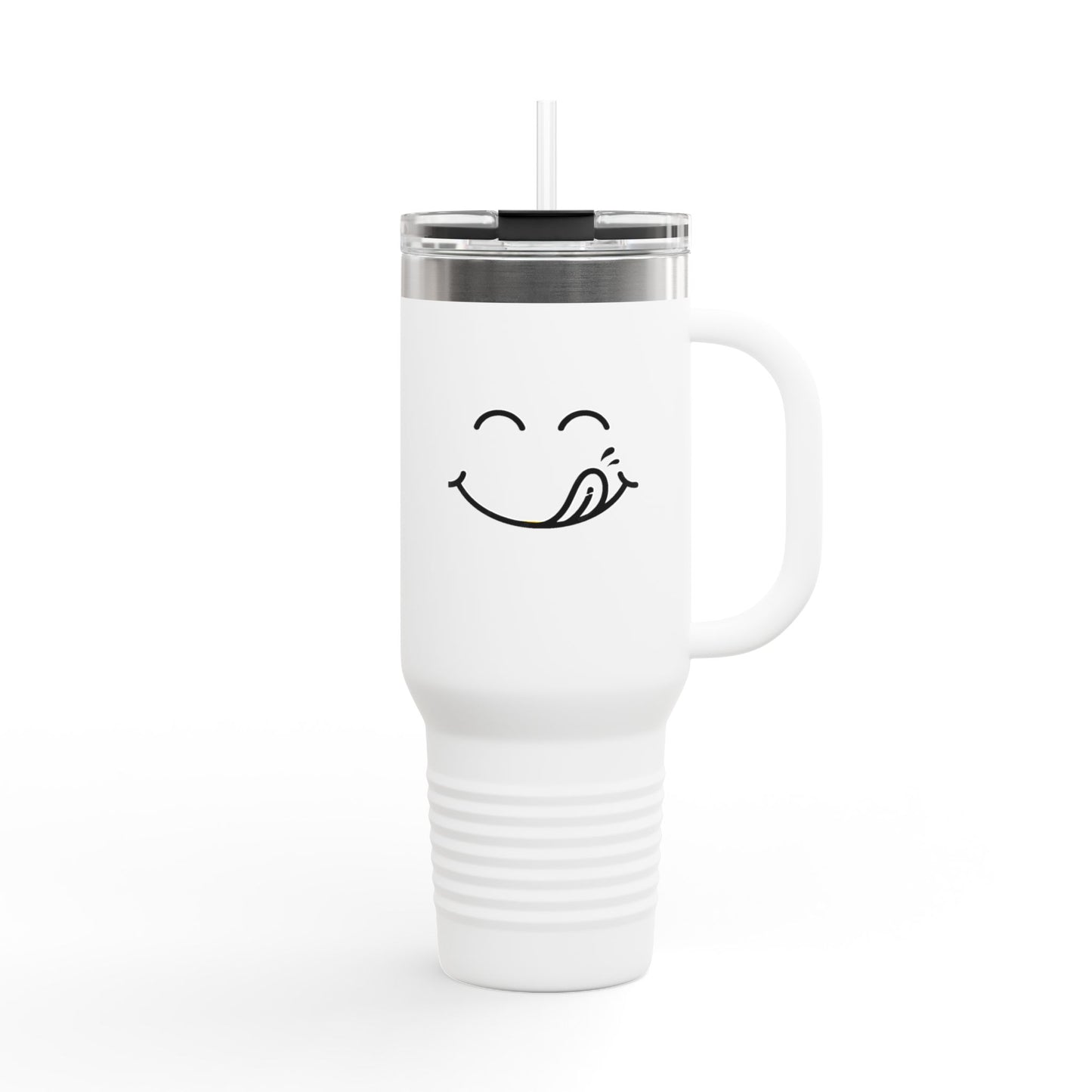 Smiley Insulated Travel Mug, 40oz | Perfect for Coffee Lovers, Camping, Road Trips, Gifts, Happy Vibes