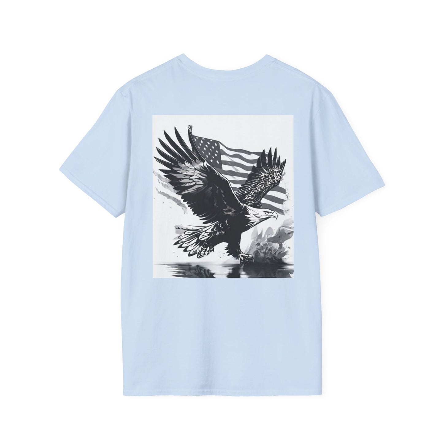 Patriotic Eagle Unisex Softstyle T-Shirt, American Eagle Tee, Fourth of July Shirt, Nature Lover Gift, Casual Vintage Style