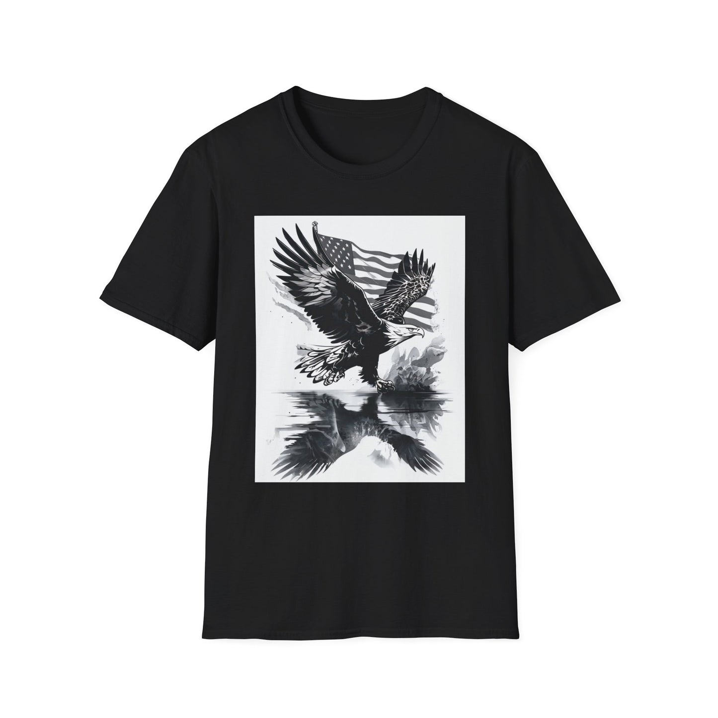 Patriotic Eagle Unisex Softstyle T-Shirt, American Eagle Tee, Fourth of July Shirt, Nature Lover Gift, Casual Vintage Style