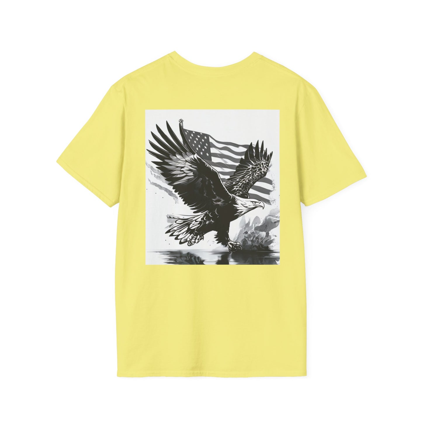 Patriotic Eagle Unisex Softstyle T-Shirt, American Eagle Tee, Fourth of July Shirt, Nature Lover Gift, Casual Vintage Style
