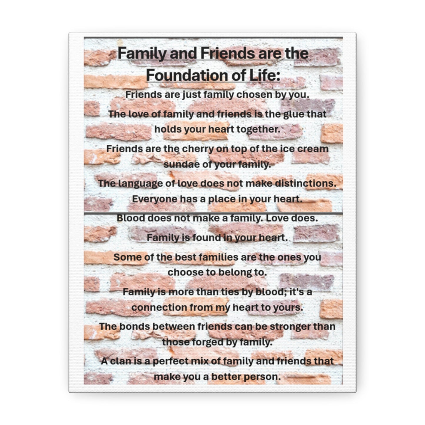 Inspirational Canvas Wall Art, Family and Friends Quote, Home Decor, Meaningful