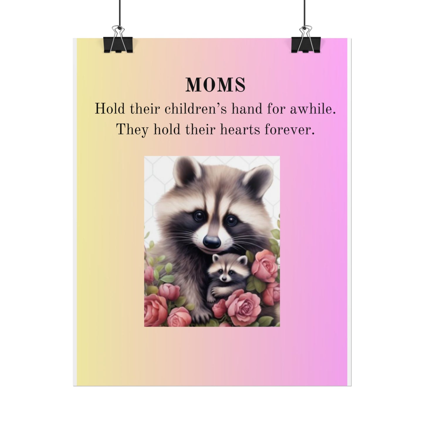 Heartfelt Mom's Rolled Poster - Adorable Raccoon Design