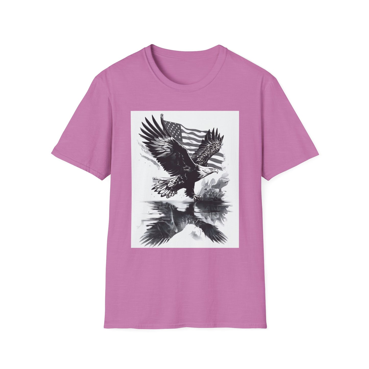 Patriotic Eagle Unisex Softstyle T-Shirt, American Eagle Tee, Fourth of July Shirt, Nature Lover Gift, Casual Vintage Style