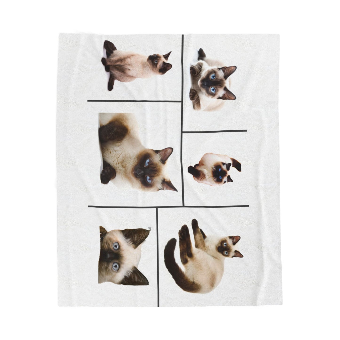 Velveteen Plush Blanket with images of Siamese cats