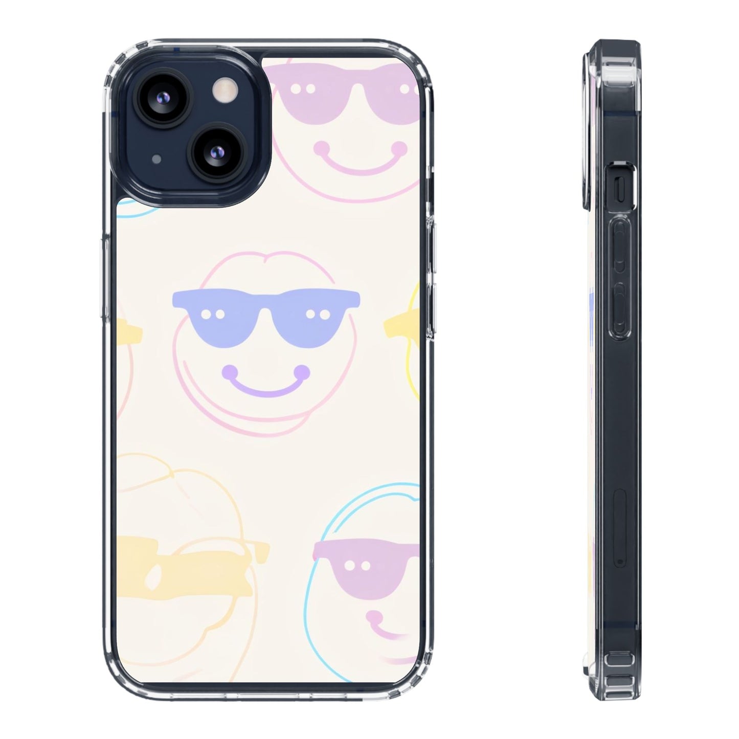 Playful Smile Clear Phone Case, Colorful Protective Cover, Fun Gift for Teens, Summer Vibes Case, Trendy Cell Phone Accessory